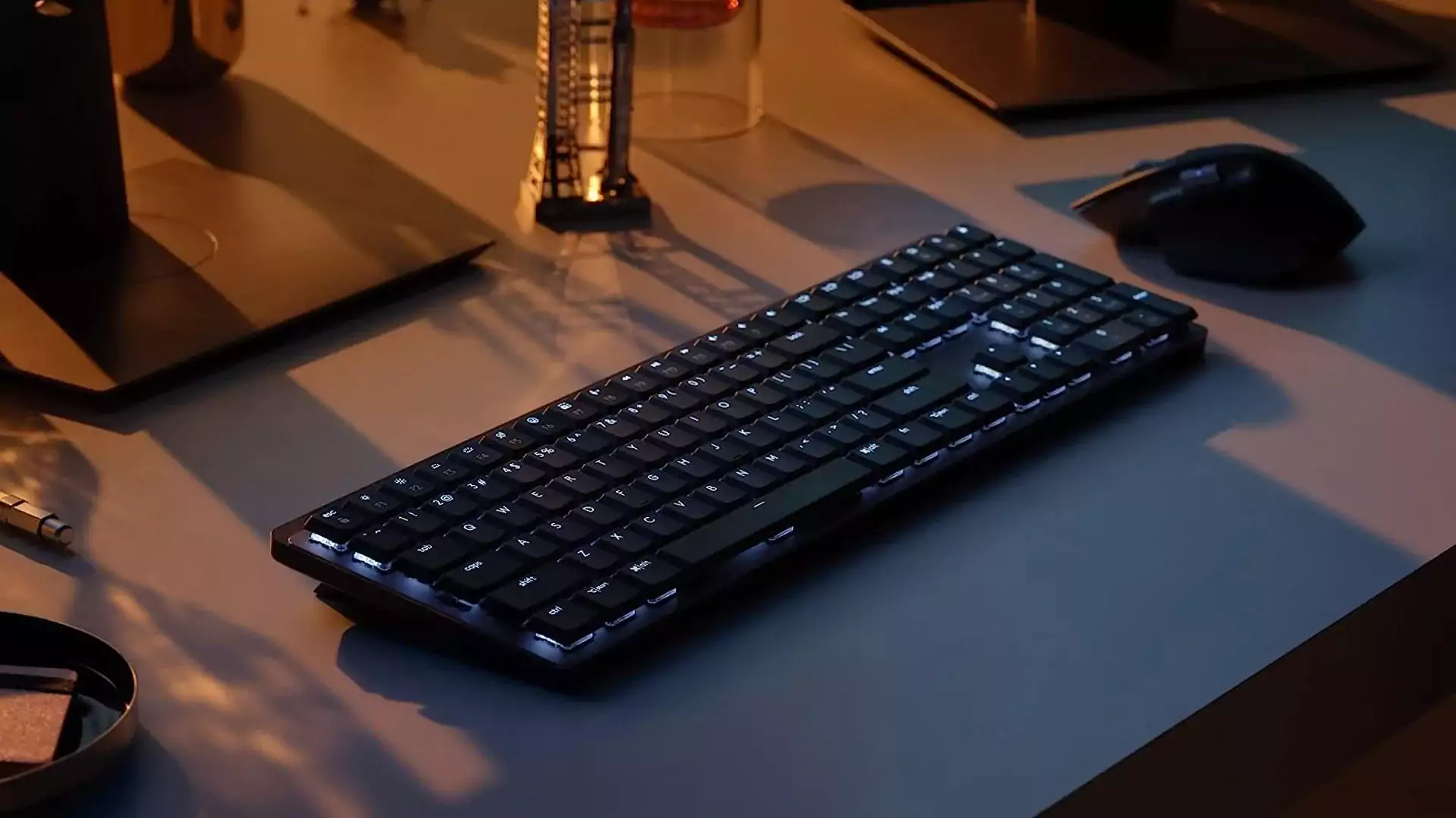 Black desk accessories keyboard: Logitech MX Keys Mechanical Wireless Keyboard