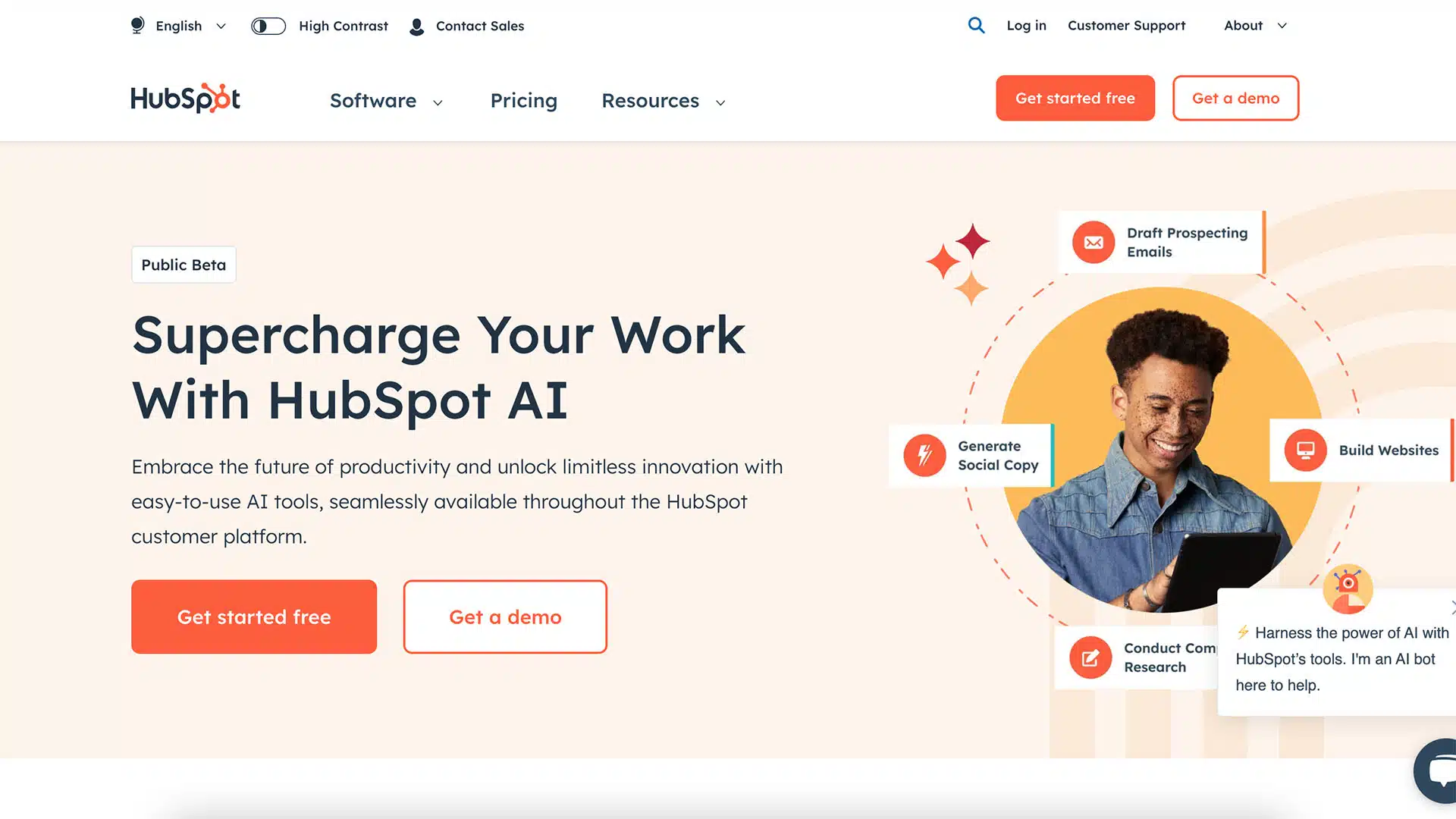 Hubpot Ai sales CRM for small business