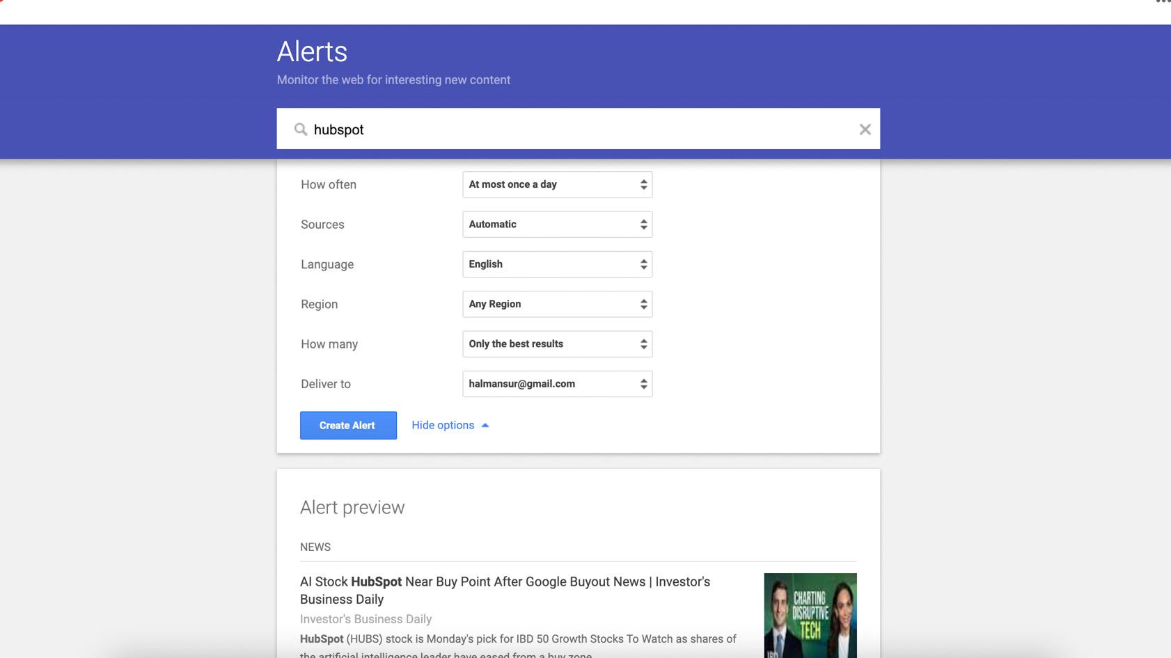 How to Setup Google Alerts 2