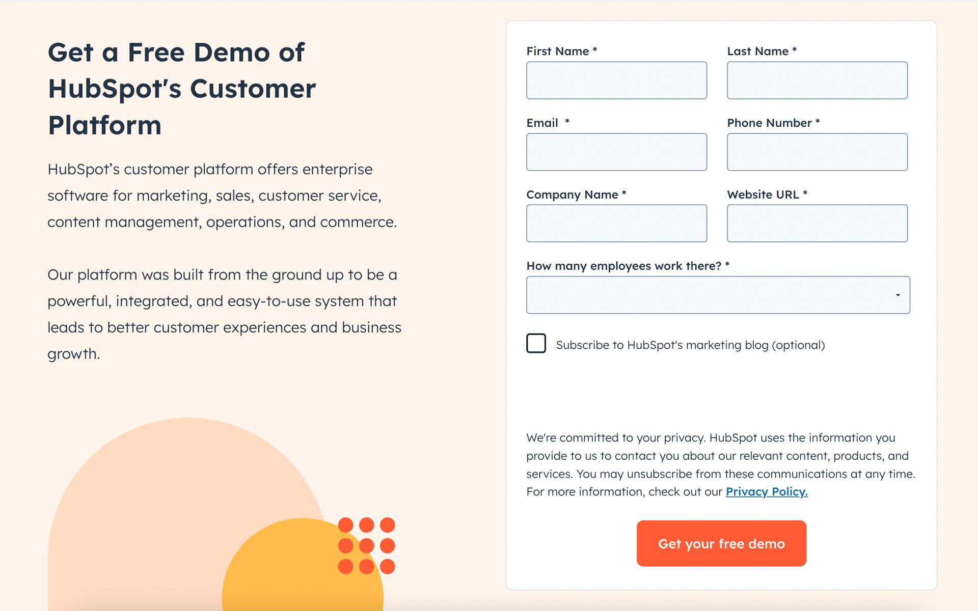 Hubspot customer platform free demo